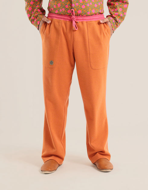 Reversible straight leg pants with elastic waistband